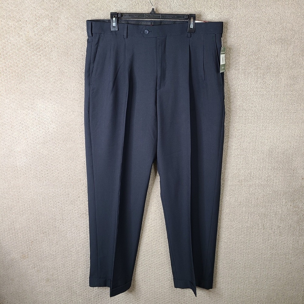 Covington Pants Mens 38x32 Navy Blue Pleated Front Perfect Pant Dress Slacks NEW